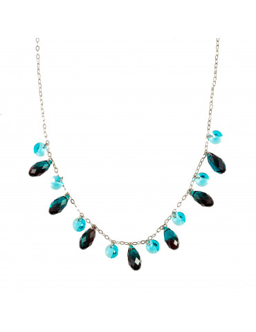 Silver 925 Pendant Necklace with Turquoise Swarovski Crystals