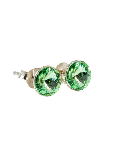 Silver 925 Stud Earrings with Mint Green Swarovski Crystals