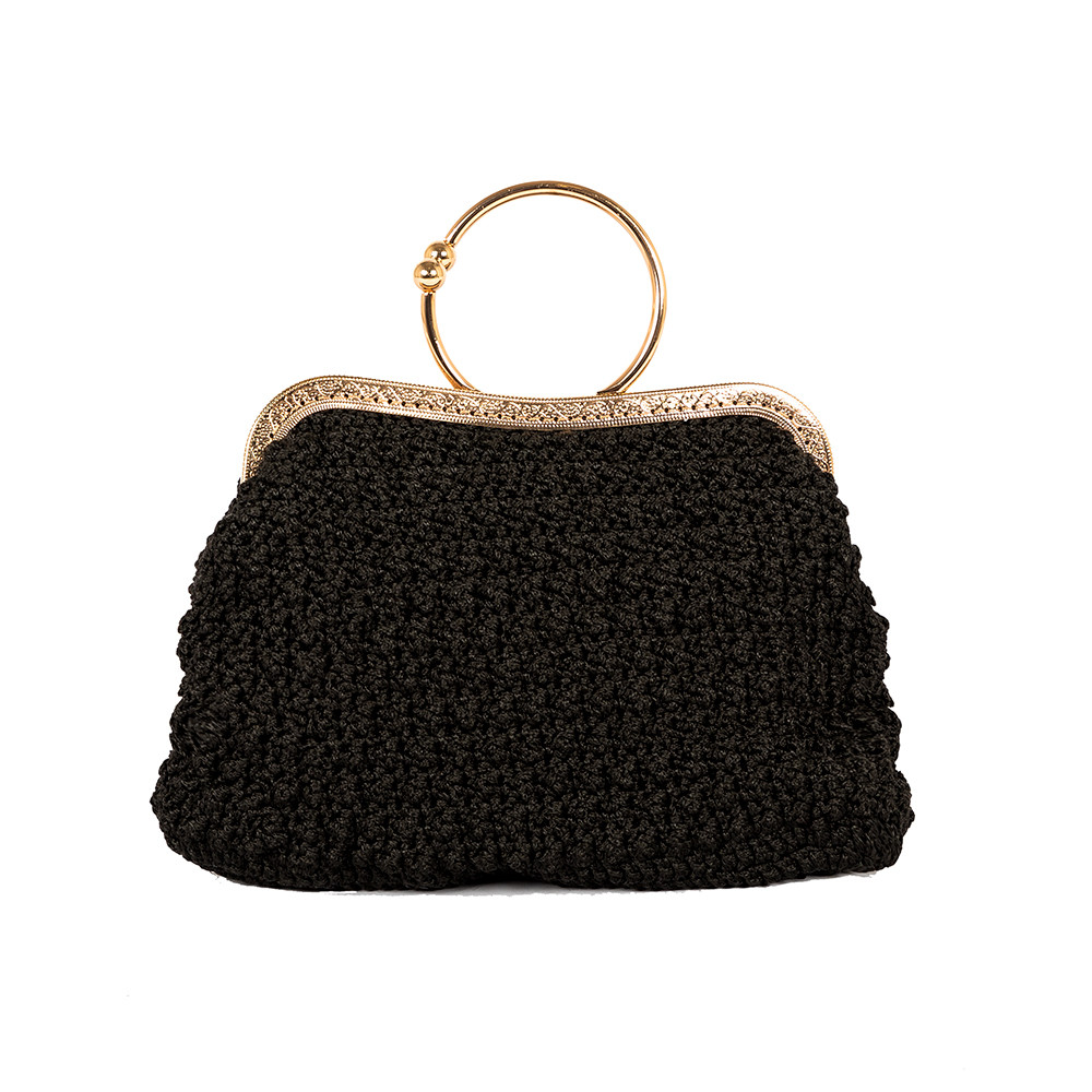 Handmade Black Bag with a Click Clack Frame